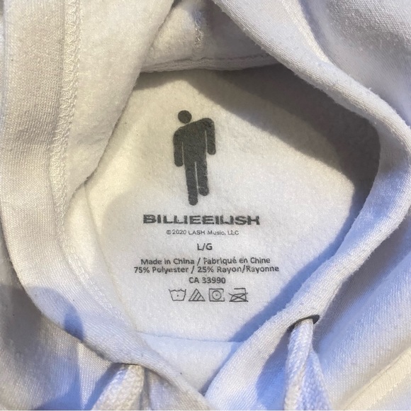 Billie Eilish Large Logo Graffiti Pullover Hoodie White - Picture 4 of 5